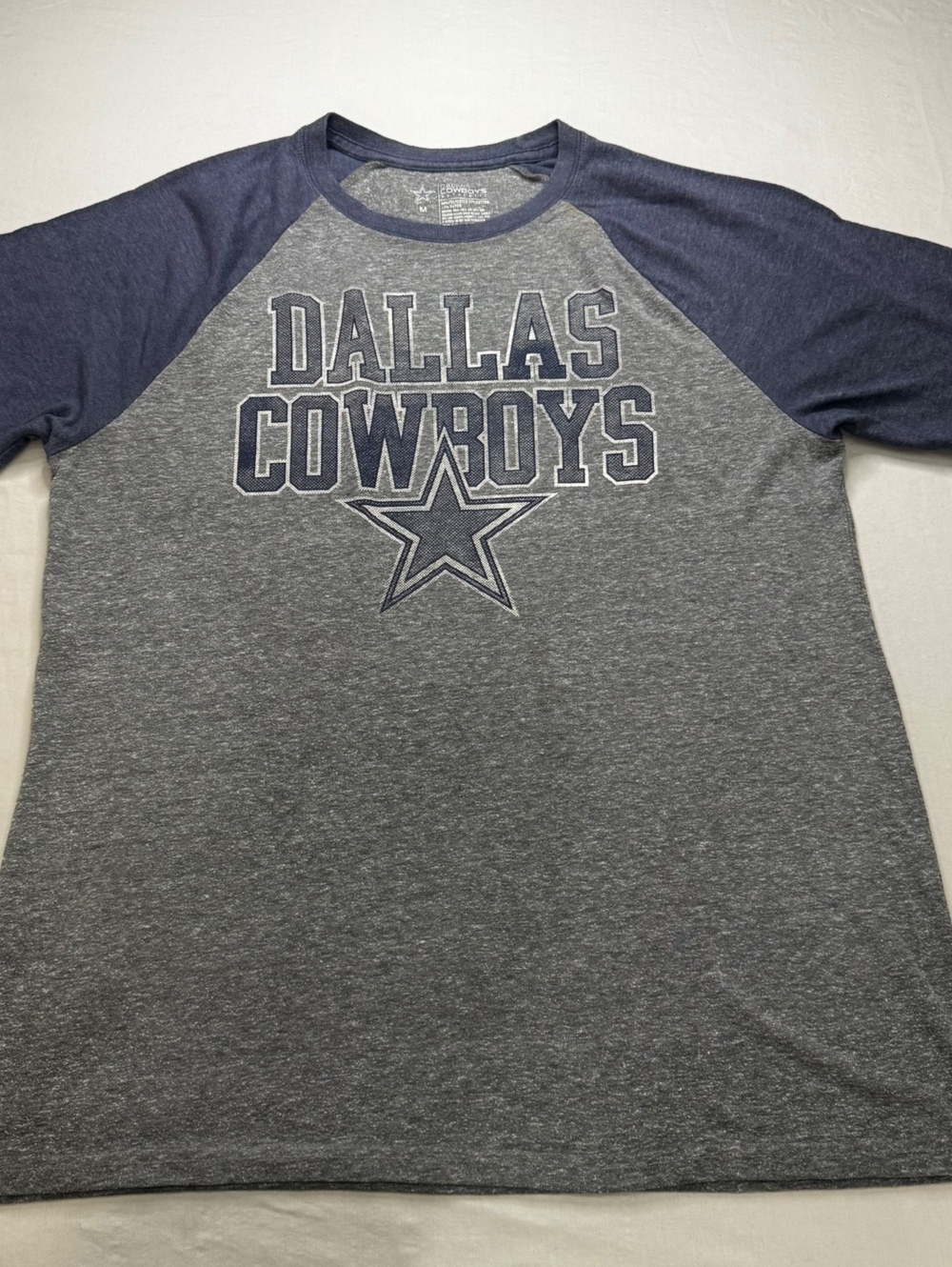 Dallas Cowboys Raglan T Shirt Mens M Gray Navy NFL Football